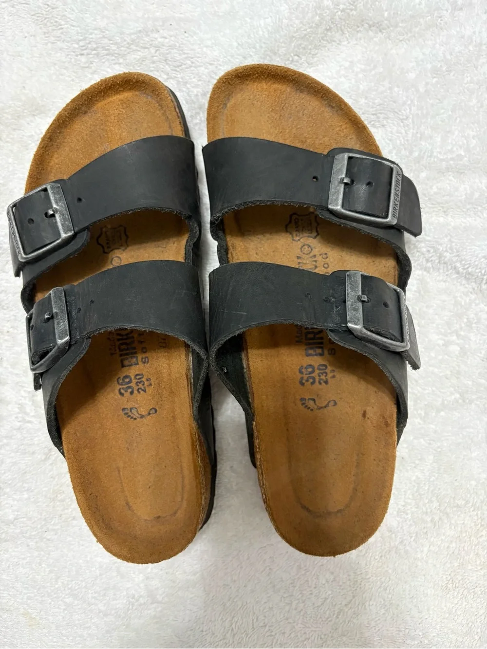 BIRKENSTOCK Arizona Oiled Leather Black Sandals Slide Boho Retro Size 36 / US 5